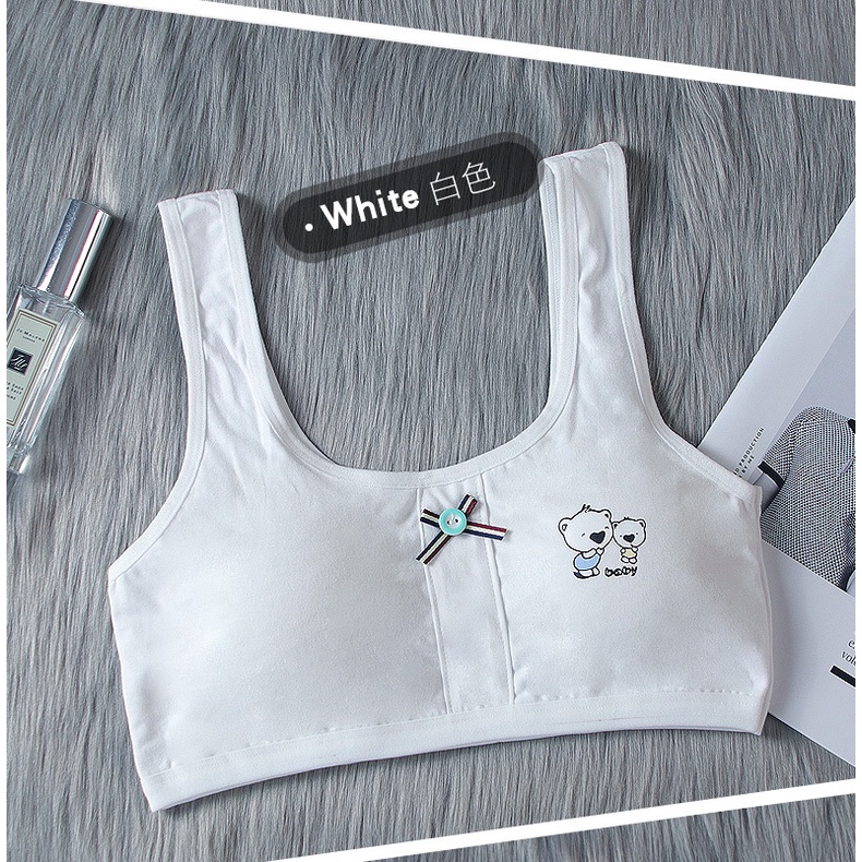 Áo Lót Thể Thao Sát Nách Đính Nơ In Hoạt Hình Gấu Dễ Thương Cho Nữ Sinh