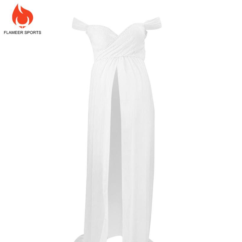 Đầm Maxi Hở Vai Thời Trang Cho Mẹ Bầu Chụp Ảnh