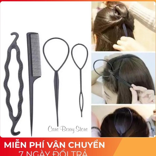 Bộ dụng cụ 4 món tạo kiểu tóc mềm dẻo tiện lợi và đa năng