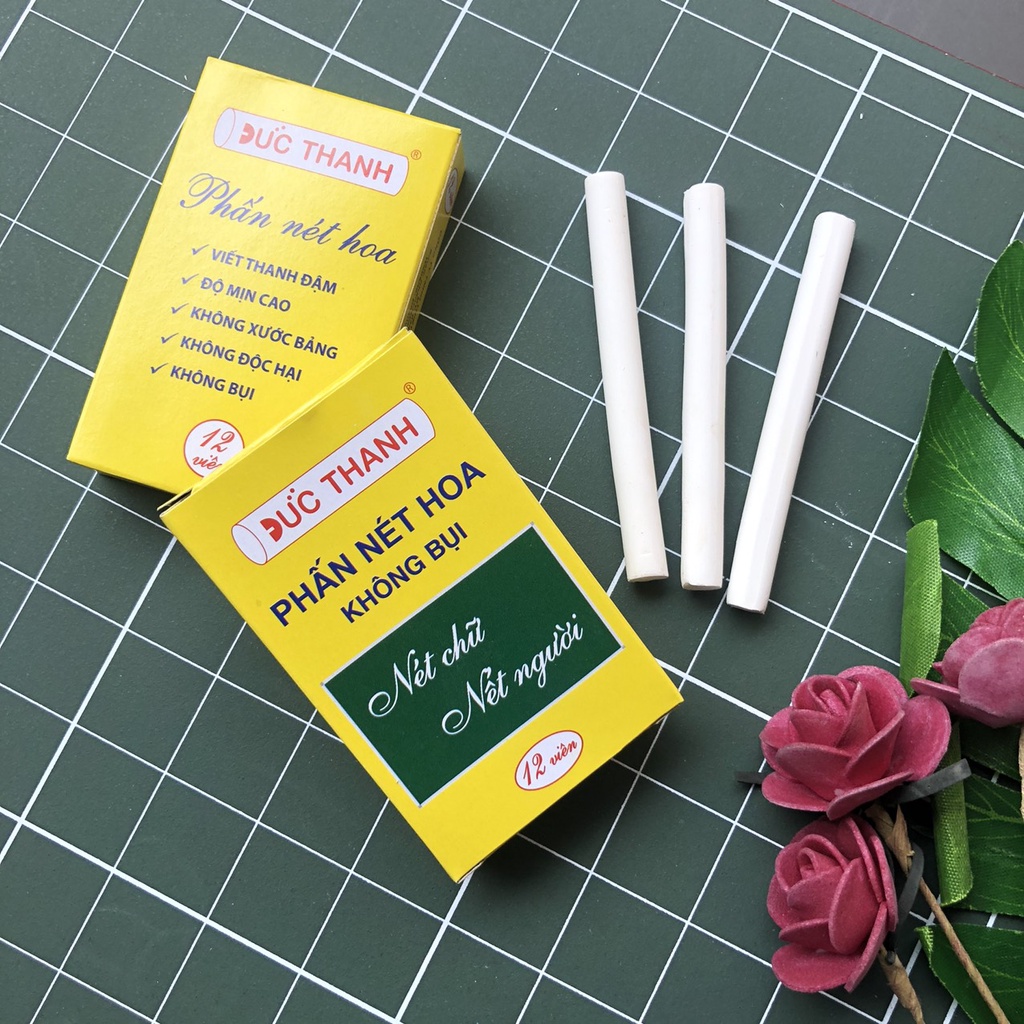 Phấn viết bảng không bụi TRẮNG - MÀU, Đức Thanh - Mic, nguyên hộp - vpp Quế Anh