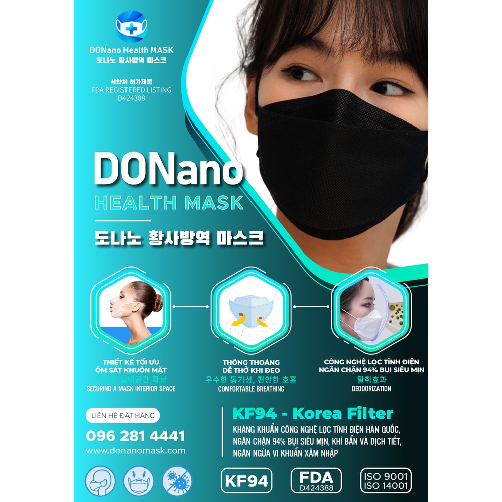 Khẩu Trang KF94 4D Kháng Khuẩn Uni Mask Chống Bụi Mịn PM2.5 Cao Cấp Hàn Quốc - Xoai Auth