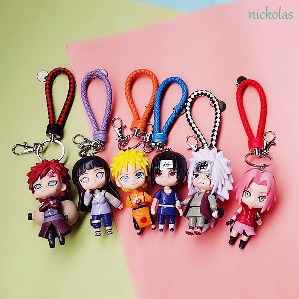 NICKOLAS Japan Anime Naruto Cartoon Figure Doll KeyChains Creative Gift Car Accessories Pendant Sakura Kakashi 6pcs/set PVC Key Rings