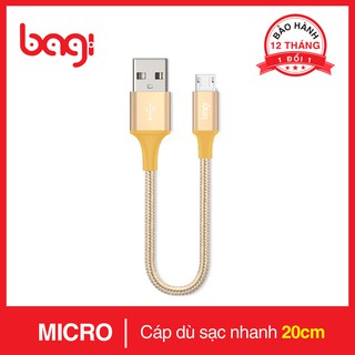 Dây sạc nhanh kết nối Micro USB 20cm MS20 tiện dụng cho pin dự phòng Hàng Bagi chính hãng