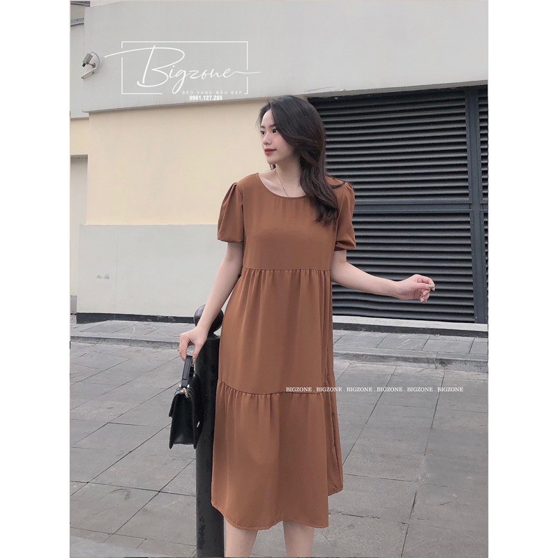 Váy đầm babydoll bigsize bầu chất đũi không nhăn thoáng mát cho mẹ bầu 55kg đến 75kg