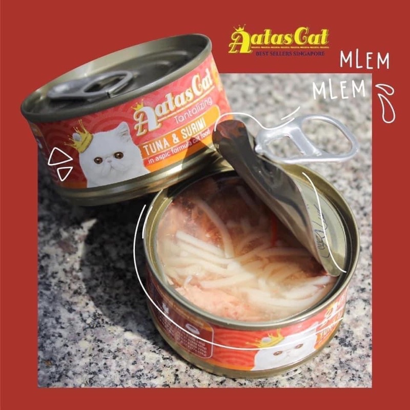 Pate Lon Aatas Cat 80g Thái Lan cho mèo mọi lứa tuổi, vị cá ngừ và topping