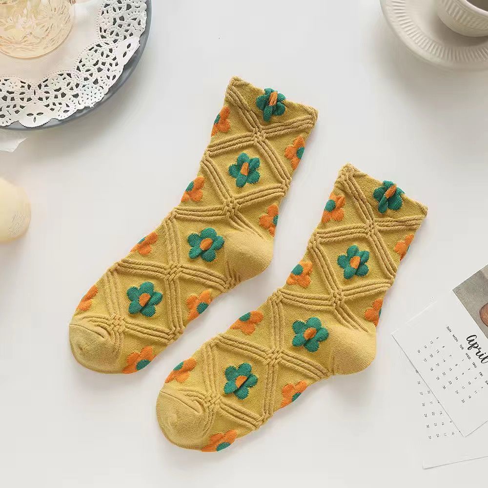 Vớ dài trung bình in hoa nhỏ dễ thương phong cách Nhật Bản cổ điển thanh lịch thời trang cho nữ