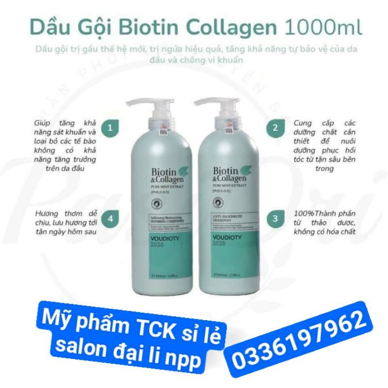 [Hàng Chính Hãng ]DẦU GỘI XẢ THẢO DƯỢC CHỐNG RỤNG TÓC PHỤC HỒI HƯ TỔN BIOTIN COLLAGEN ANTI DANDRUFF XANH 1000MLX2