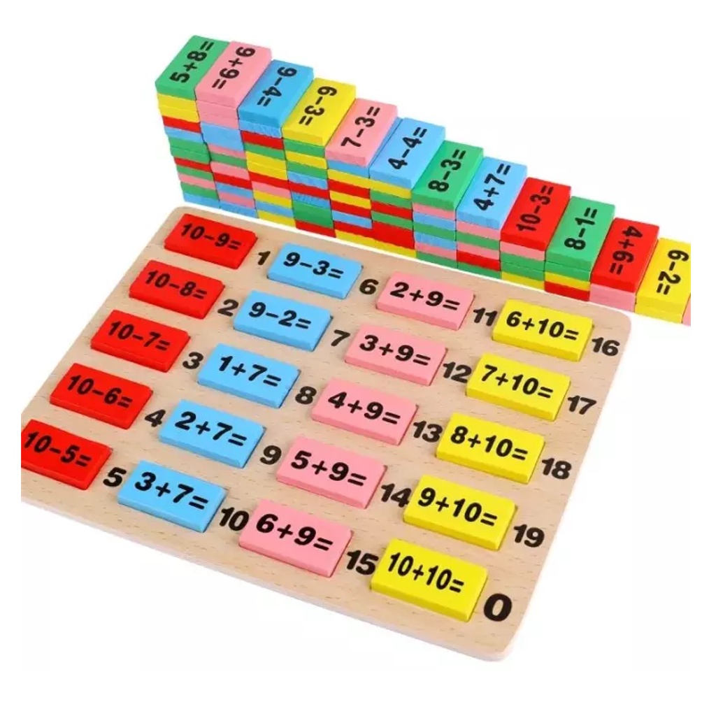Domino toán học 110 chi tiết bằng gỗ cho bé học toán , đồ chơi gỗ, đồ chơi thông mình, đồ chơi giáo dục sớm cho trẻ