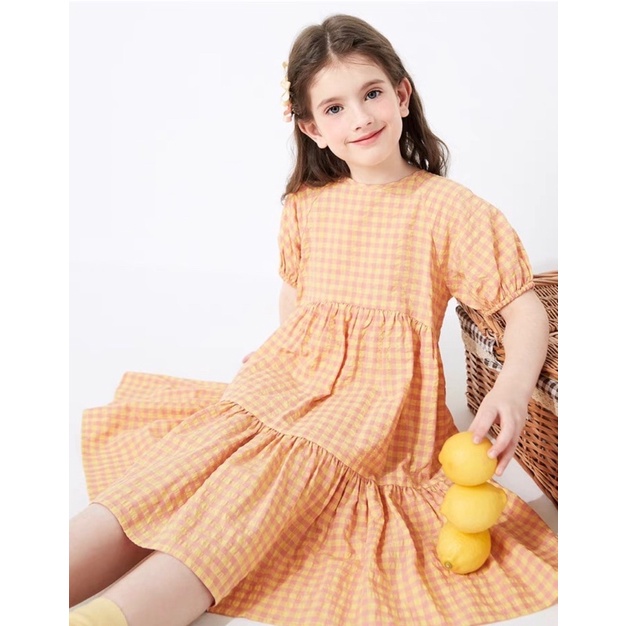 Đầm Melisa xuất Hàn kẻ caro cho bé gái