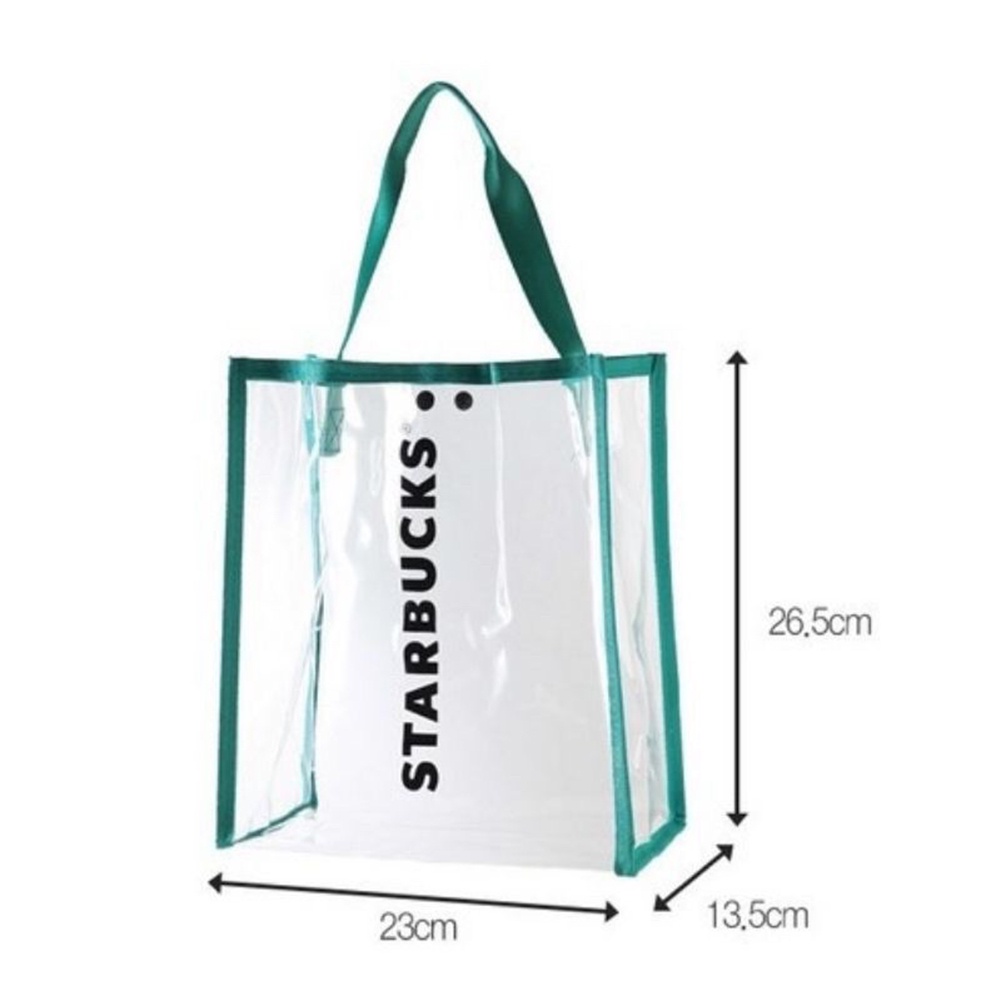 Túi đựng hộp cơm trưa Starbucks bằng nhựa pvc trong suốt cỡ lớn chống thấm nước tiện lợi