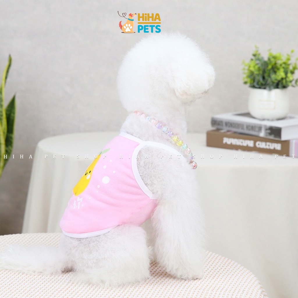 Quần Áo Thun Ba Lỗ Cho Chó Mèo Cotton 100% Quần Áo Thú Cưng 2 Dây Mát Mẻ Dễ Thương Hihapet.