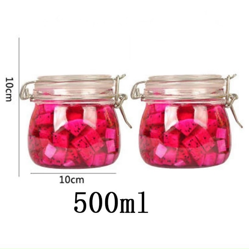 Hũ Thủy Tinh Tròn Nắp Cài Khoá Inox Đựng Gia Vị