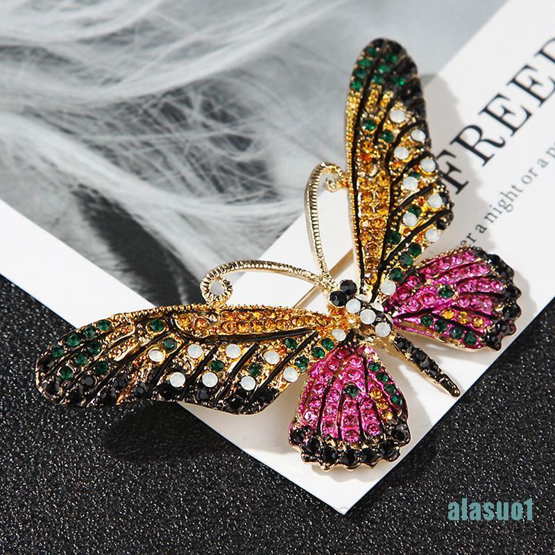 Ghim Cài Áo Hình Bướm Đính Pha Lê Xinh Xắn Cho Nữ