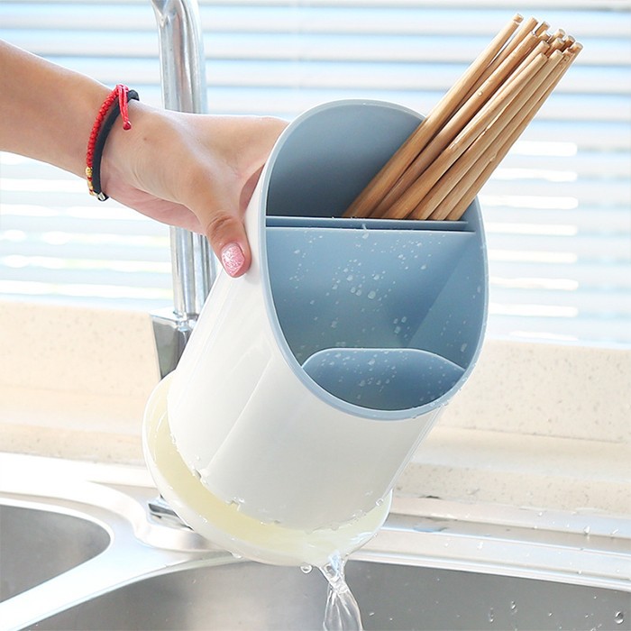 Giá Để Thìa Đũa T7 Decor Nhà Bếp Kiểu Tròn - Có Khay Giữ Nước Khô Ráo