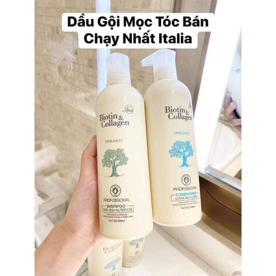 [ Biotin Chính Hãng ] Tặng Tinh Dầu - Dầu Gội Xả Biotin Trắng Giảm Rụng Tóc Phục Hồi Khô Sơ Hư Ttổn 500ml X 2