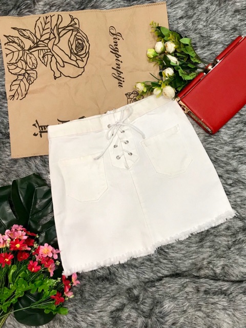 Chân váy nữ kaki đan dây kèm 2 túi 3 màu chất vải đẹp | BigBuy360 - bigbuy360.vn