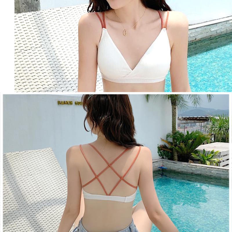 Áo bra Cotton 4 dây lưng ĐAN CHÉO Mút vừa vặn THOÁNG MÁT