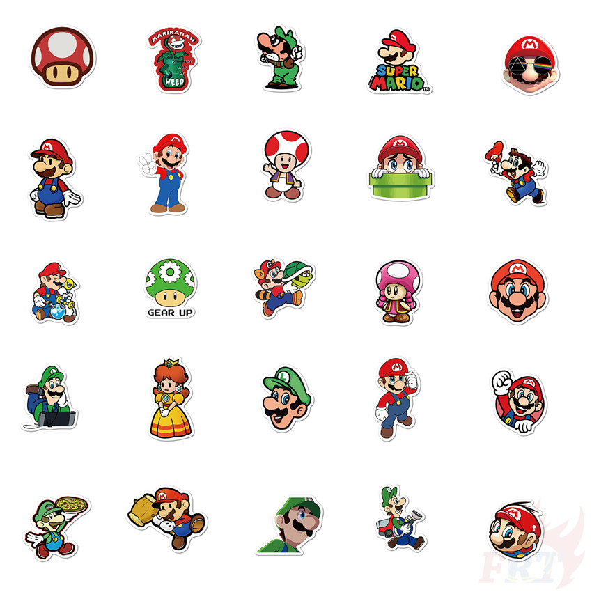 ❉ Super Mario Bros. - Series 01 Mario Luigi Yoshi Stickers ❉ 50Pcs/Set Anime Games Mixed Luggage Laptop Skateboard Doodle Stickers