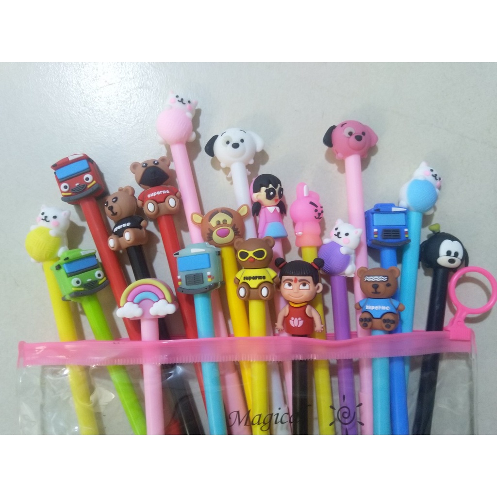 Bút Bi Nước Cute Nhiều Hình Ngộ Nghĩnh - Mực Gel Màu Xanh, Đen, Tím - Viết Êm Trơn