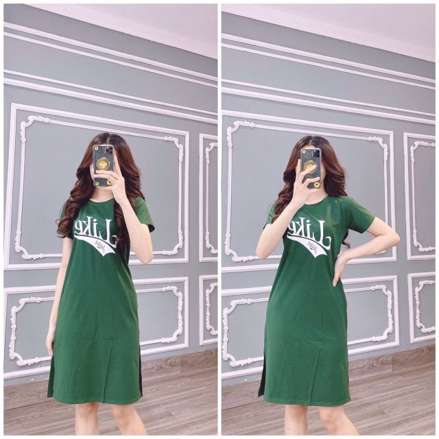 Đầm suông THUN THÁI LiKe form dài - xẻ tà (bao chất đẹp) | BigBuy360 - bigbuy360.vn