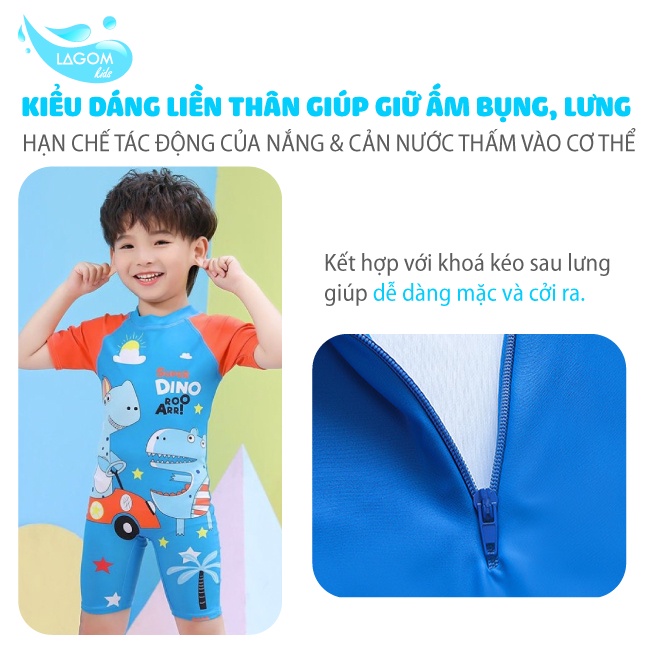 [17-35kg] Đồ Bơi Bé Trai Size Đại | Bộ Bơi Trẻ Em Liền Thân Họa Tiết Khủng Long