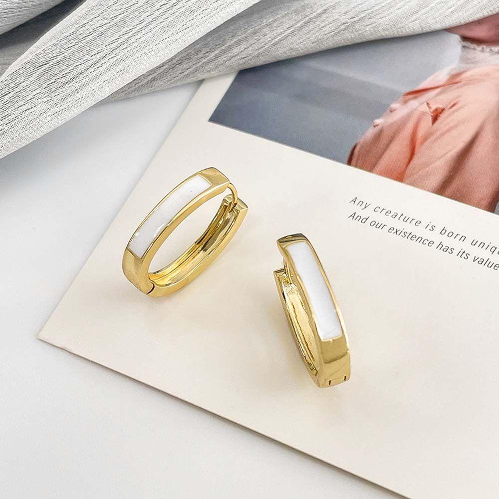 Bông Tai Hình Oval / Tròn Đơn Giản Thời Trang Cho Nữ