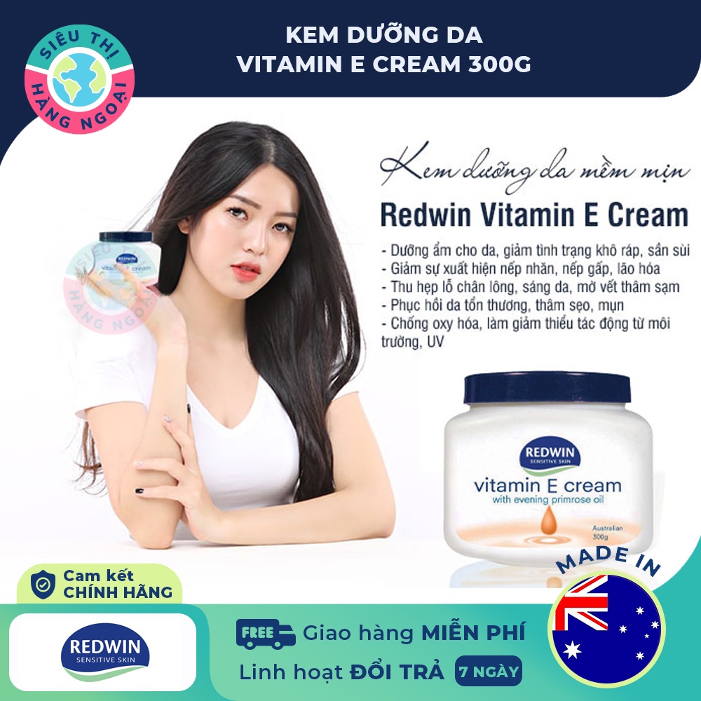 Kem Dưỡng Ẩm, Mềm Mịn Da Úc Redwin Vitamin E Cream With Evening Primrose Oil 300g