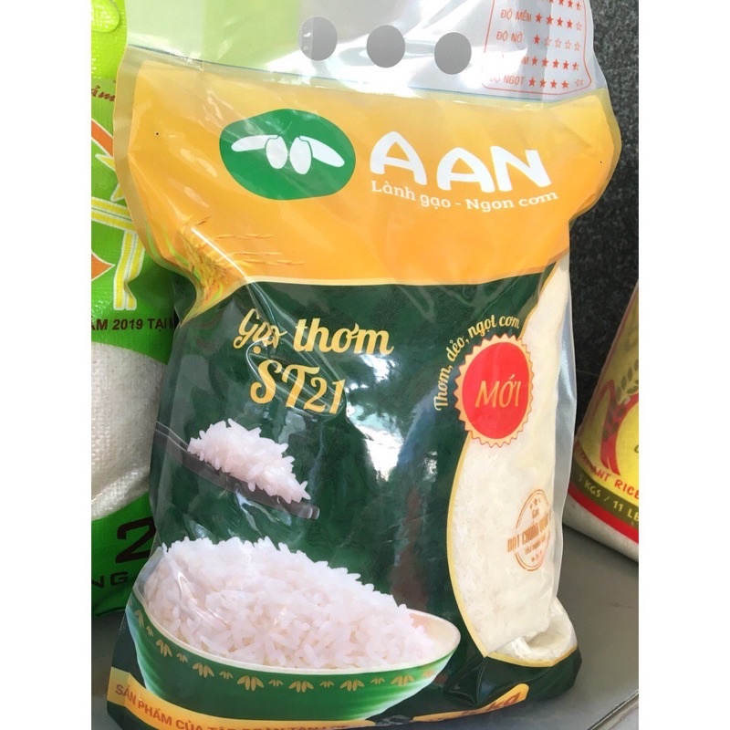 Gạo Thơm ST21 A AN Túi 5Kg Đặc sản Sóc Trăng Thơm hoa lài nhẹ - date mới 100%