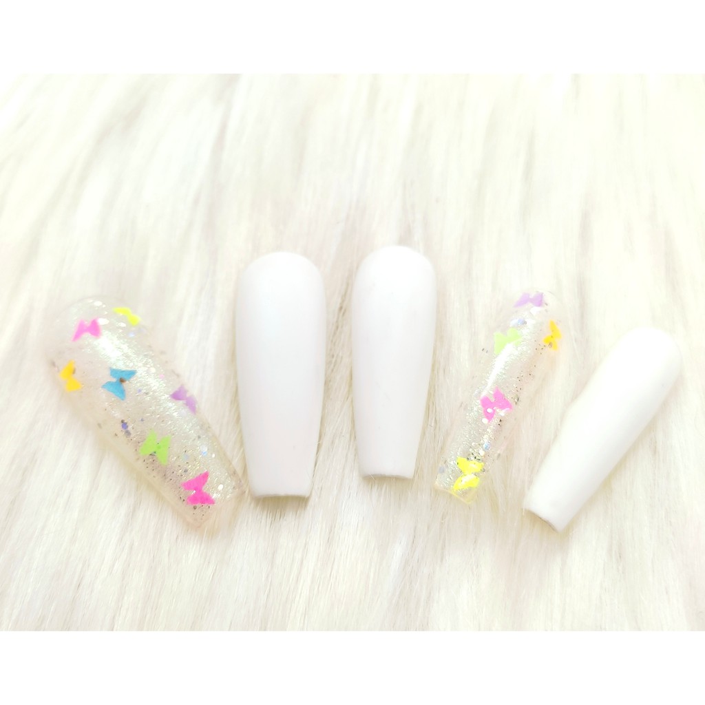 nailbox móng úp thiết kế bươm bướm  nhiều màu inbox đổi màu size shape đầy đủ phụ kiện CÓ NOW SHIP
