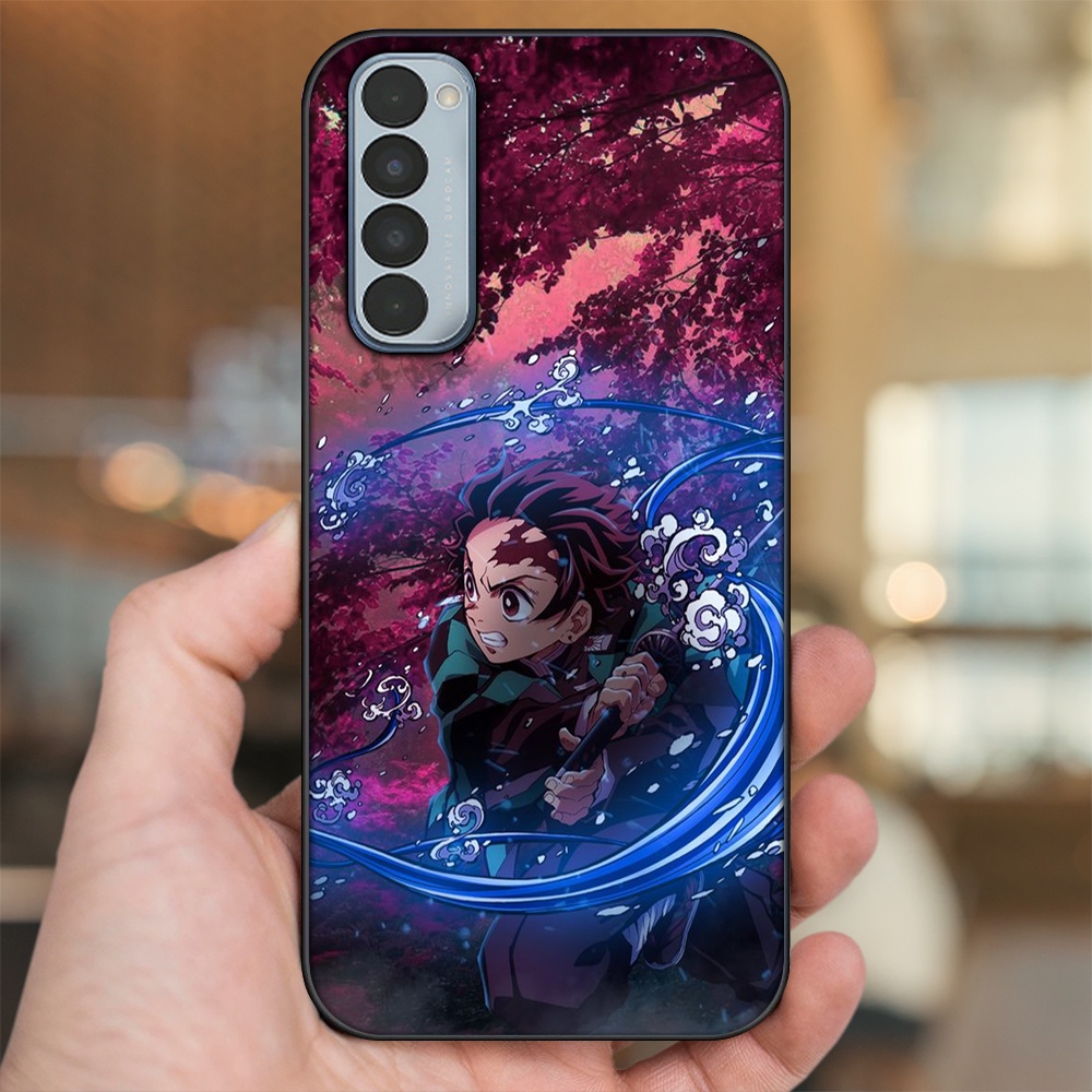 Ốp lưng Oppo Reno 4 Pro viền đen in hình Tanjiro Kimetsu No Yaiba
