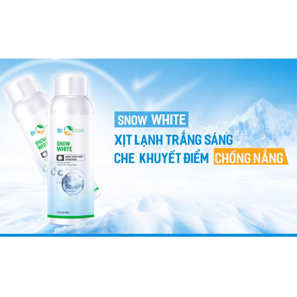 Xịt Chống Nắng Snow White Biocos Dưỡng Ẩm Trắng Sáng 150ml