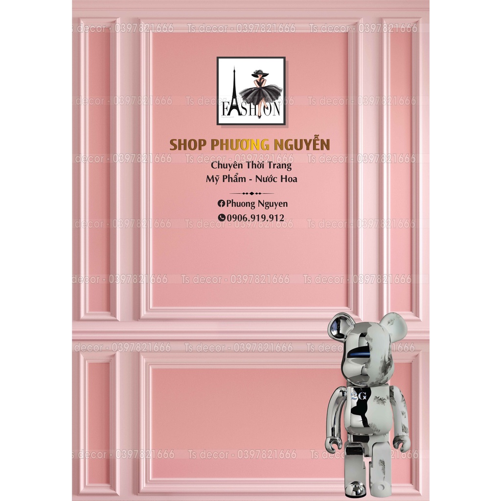 Phông nền chụp ảnh livestream in kèm phụ kiện 3D miễn phí chèn logo + khung tranh + gấu beerbrick