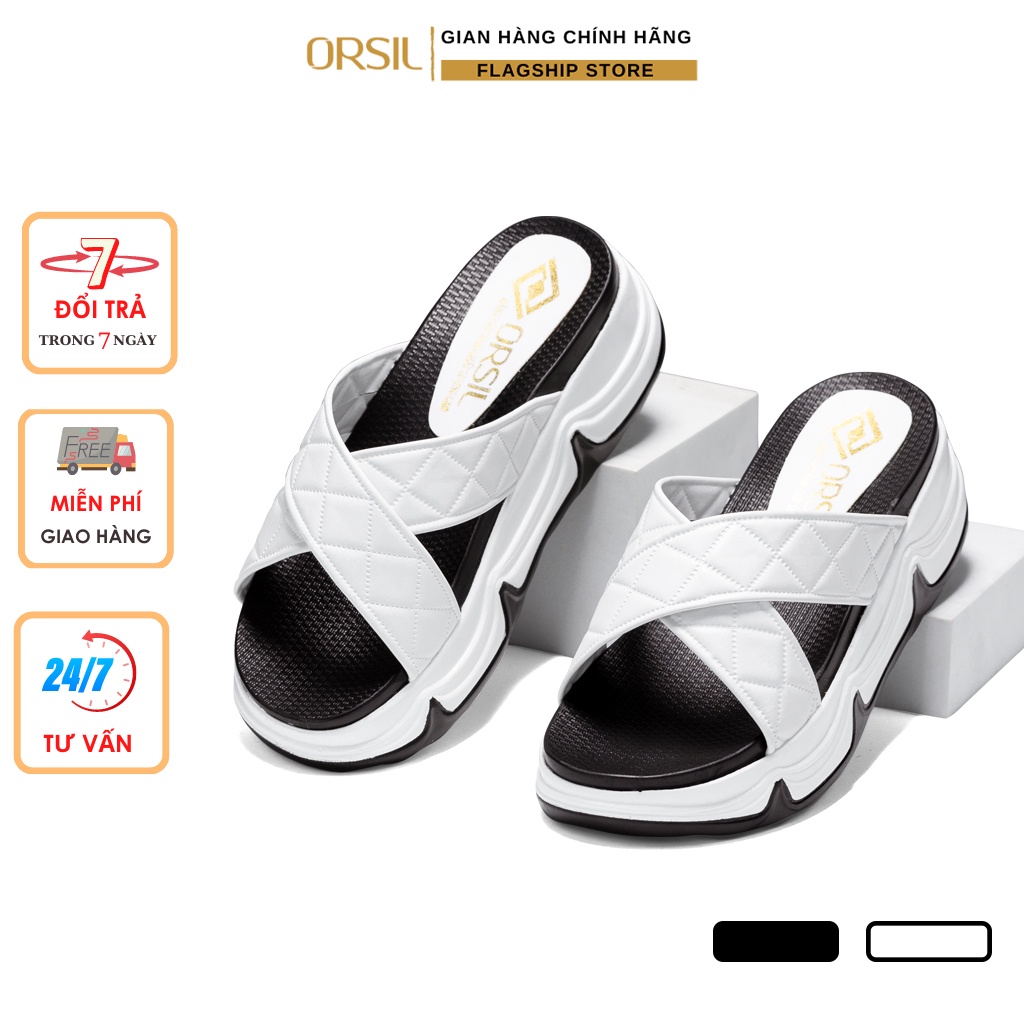 Dép sandal nữ đế cao ORSIL 5 phân 2 màu Đen - Trắng mã D-5P-QC