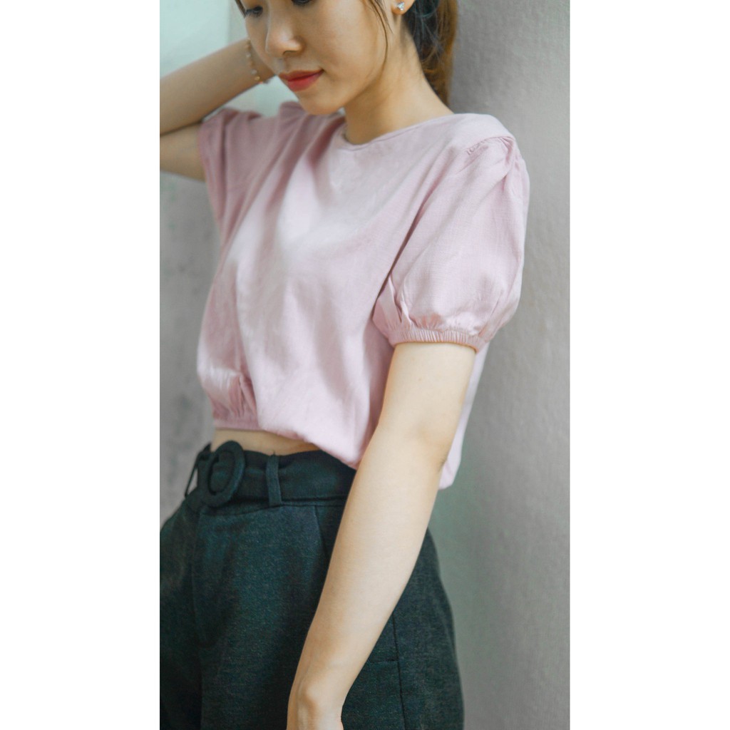 ÁO CROPTOP CỔ TRÒN BO LAI