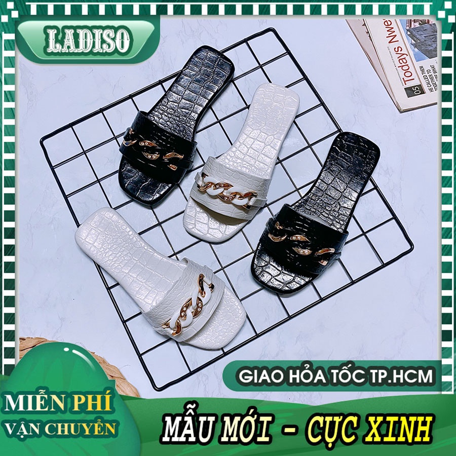 Dép nữ quai ngang thời trang siêu xinh chất liệu da vân cá sấu sang chảnh LADISO TT382