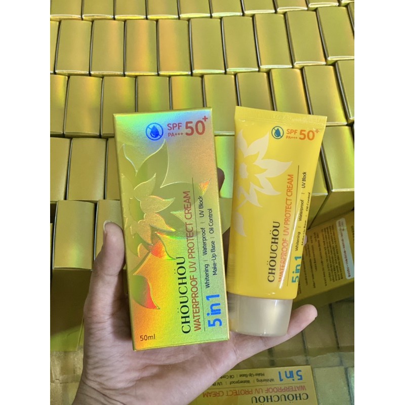 [Mã 155FMCGSALE giảm 7% đơn 500K] KEM CHỐNG NẮNG 5 IN 1 CHOU CHOU WATERPROOF UV PROTECT CREAM SPF50+