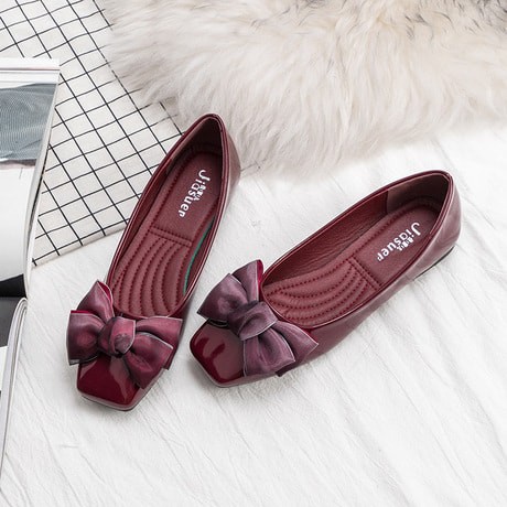 Giày nữ cao cấp_Giày búp bê mũi vuông nơ trước siêu xinh. Giày bệt nữ thời trang phong cách. | BigBuy360 - bigbuy360.vn