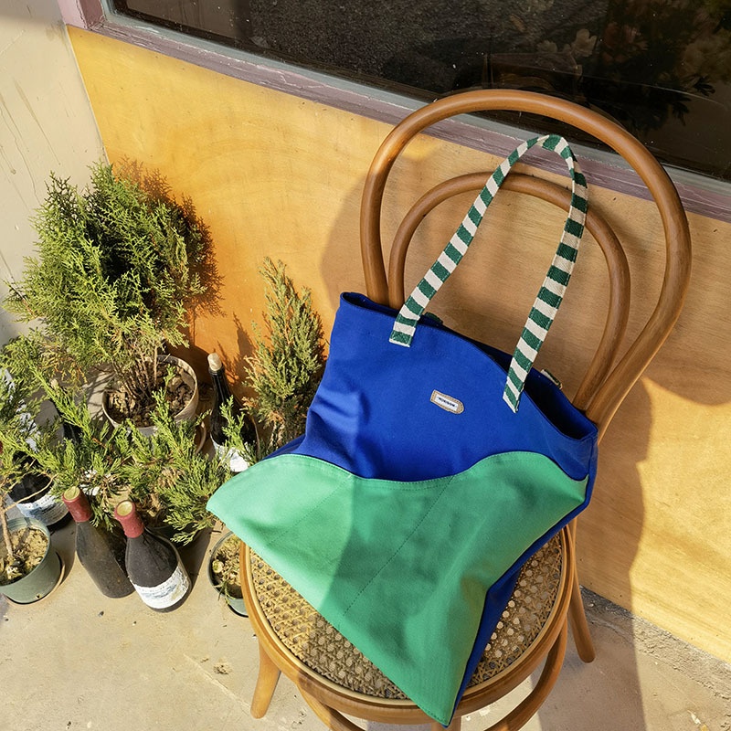 Túi xách canvas cỡ lớn IELGY màu sắc tương phản phong cách retro dành cho nữ