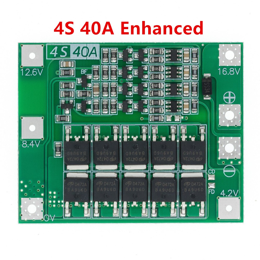 Bảng Sạc Pin Li-ion 3S/4S 40A 60A 18650 BMS Cho Động Cơ Khoan 11.1V 12.6V/14.8V 16.8V