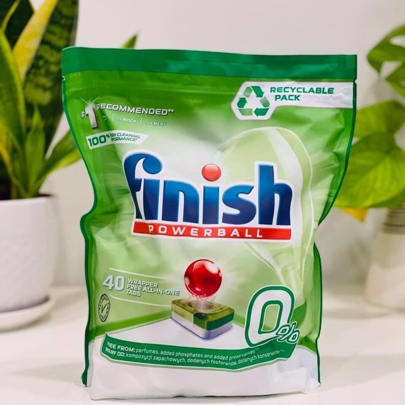 Viên rửa chén, bát Finish Powerball All in 1 max Eco 0% (40 viên) - Dành cho máy rửa chén - Nhập khẩu tại Đức