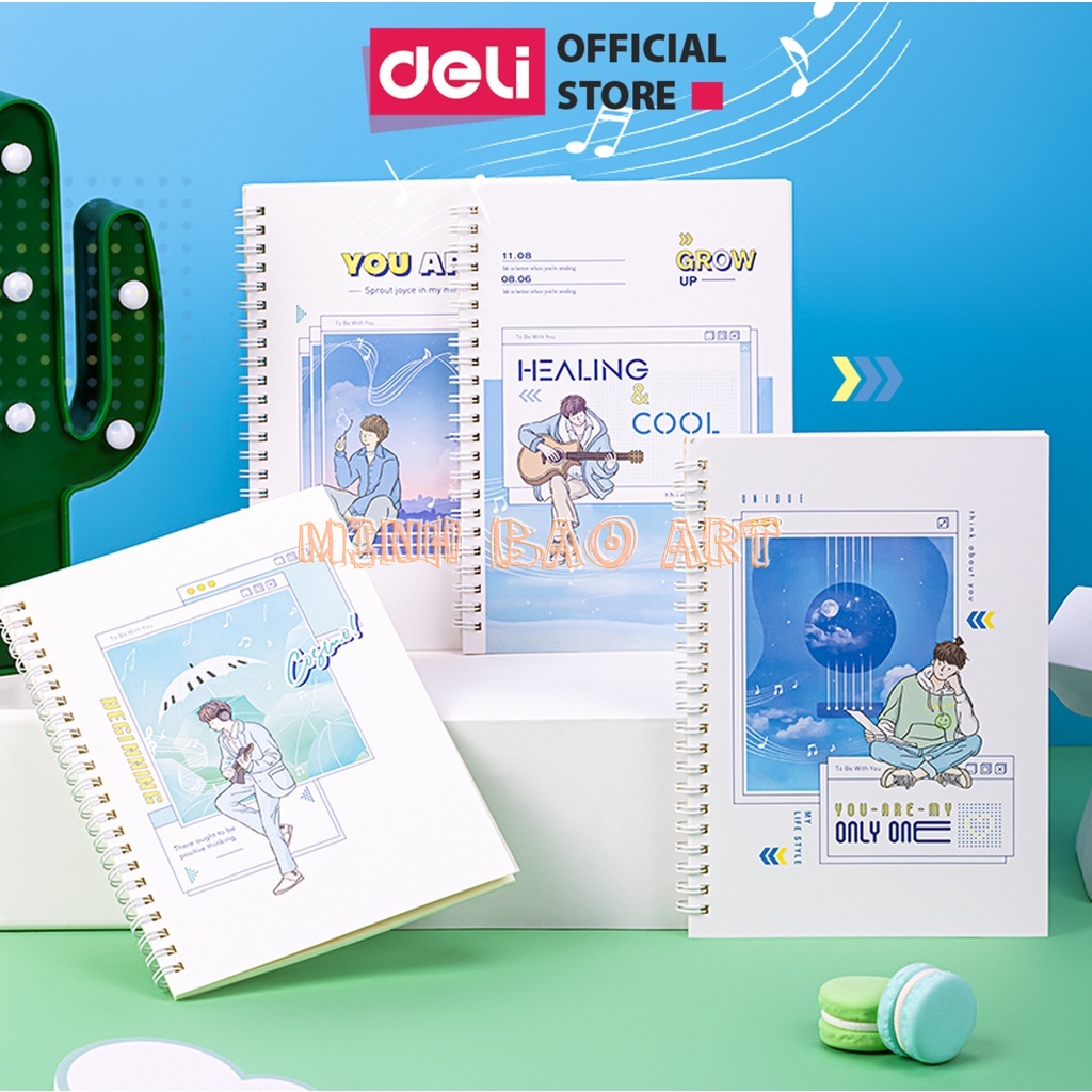 SỔ TAY GHI CHÉP GÁY LÒ XO A5 60 TRANG DELI PHIÊN BẢN VƯƠNG NGUYÊN MỚI - KẺ NGANG - LA560-N14
