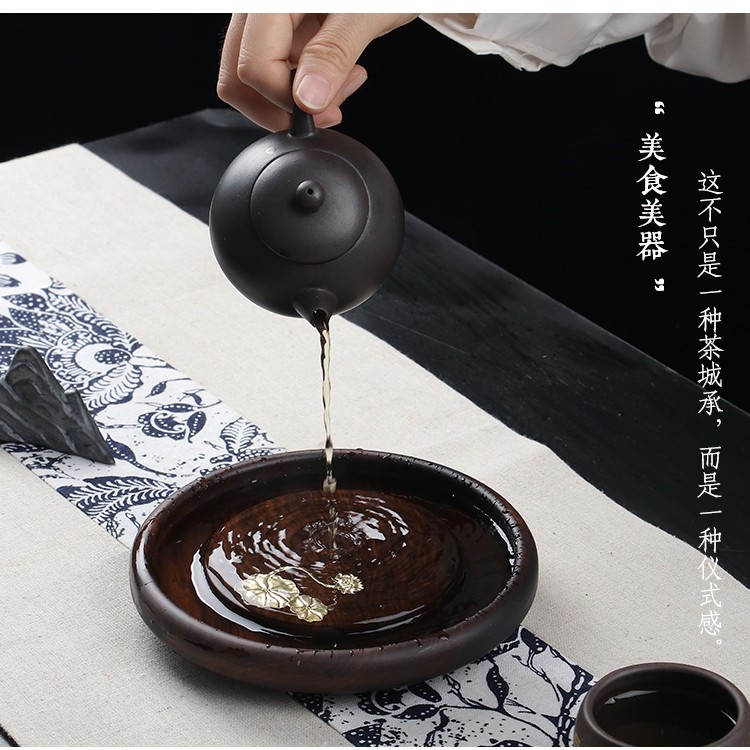 Thuyền trà gỗ mun khảm bạc