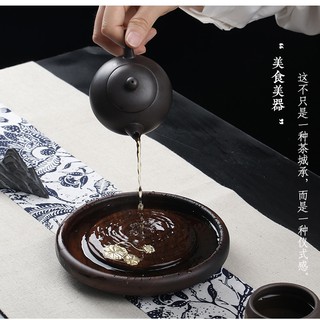 Thuyền trà gỗ mun khảm bạc