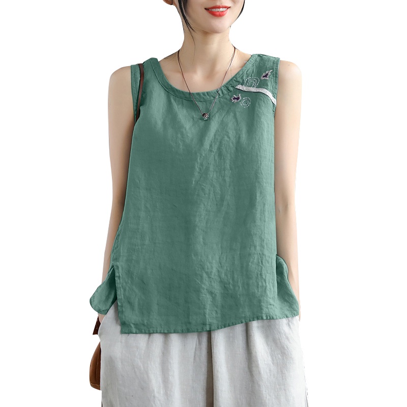 Zanzea Áo Tank Top Không Tay Xẻ Tà Màu Trơn Đơn Giản Thời Trang Cho Nữ
