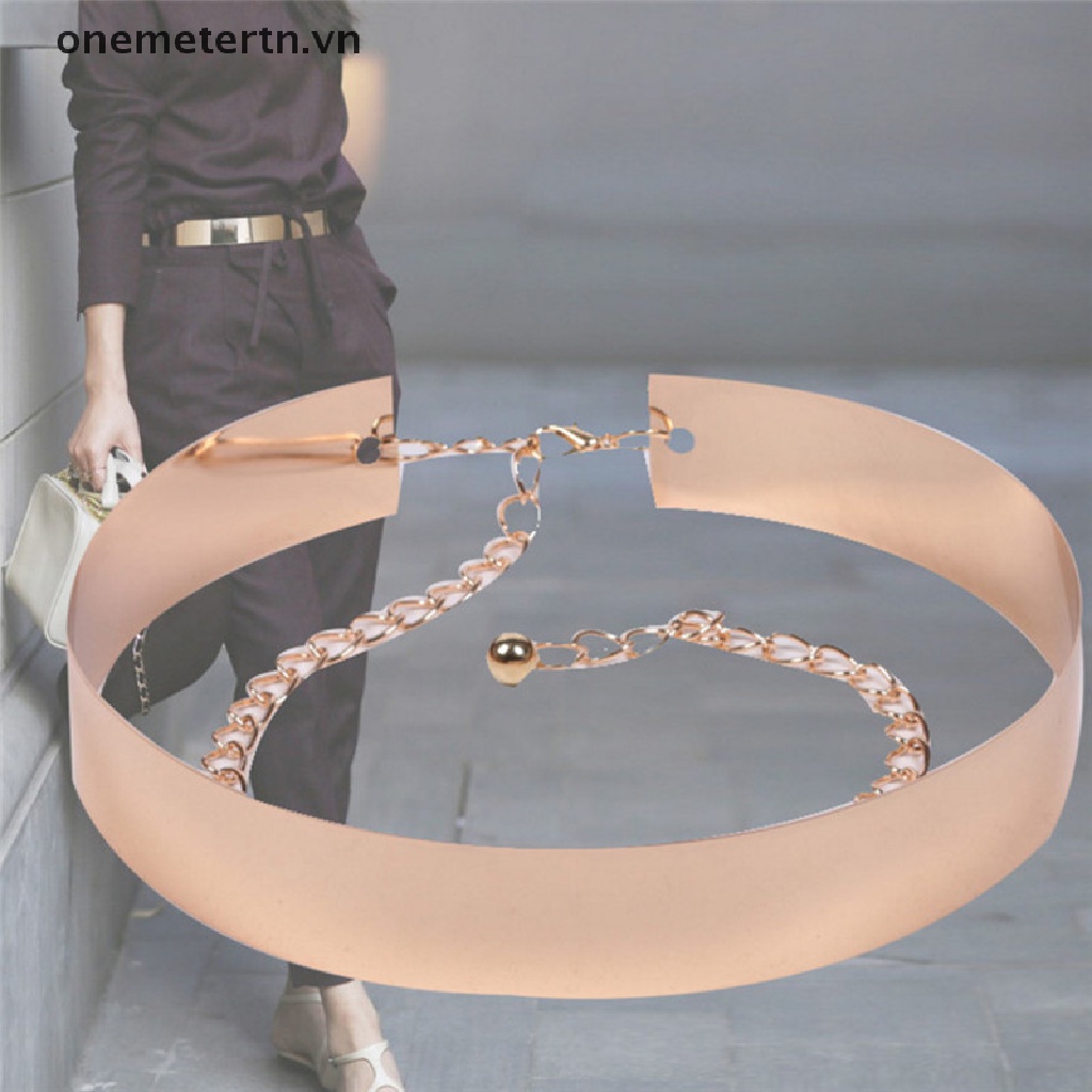 【onemetertn】 Women Metal Waist Wide Belt Mirror Waistband Adjustable Chains Wideth 2-3.5cm [VN]