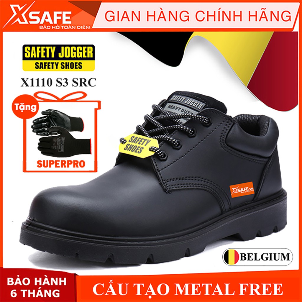 Giày bảo hộ lao động nam Jogger X1110 S3 SRC da bò cao cấp, chống nước, cấu tạo phi kim, chống trượt chuẩn SRC, cổ thấp