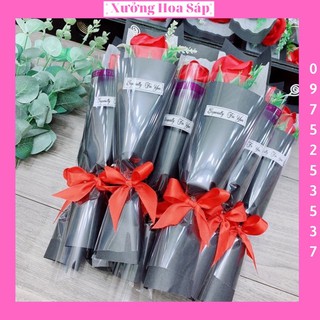 Hoa hồng sáp bó 1 cây nơ đỏ hàng loại 1 bó to