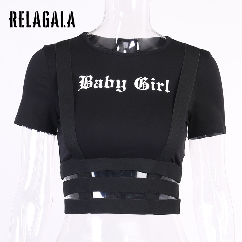 Áo Thun Tay Ngắn Dáng Ôm In Chữ Thiết Kế Lệch Tà Thời Trang Quyến Rũ Cho Nữ