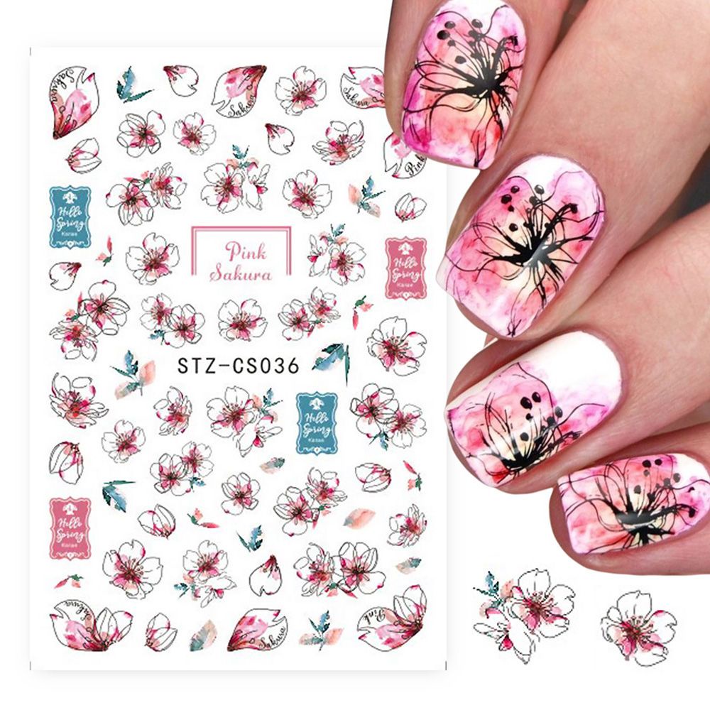 Sticker Trang Trí Móng Tay Hình Hoa Hướng Dương/ Trái Cây 3D Độc Đáo Dễ Thương