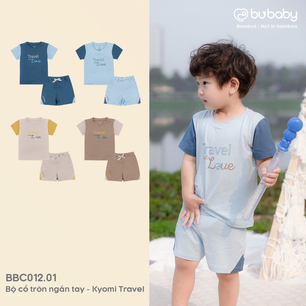 BU Baby - Bộ cổ tròn ngắn tay Kyomi Travel cho bé trai bé gái